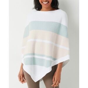 Barefoot Dreams Plus CozyChic Ultra Lite Ocean Breeze Poncho Multi Stripe 1X
